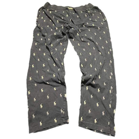Polo Ralph Lauren All Over Full Print Pony Navy Blue Sweatpants L